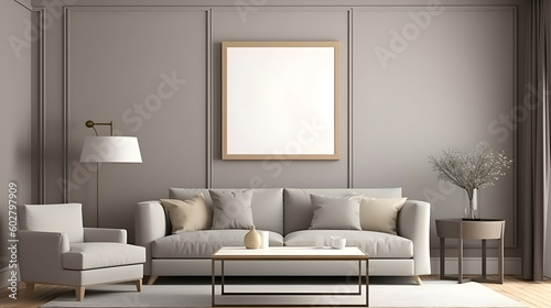 Minimalist Interior of modern interior desige 3D rendering  generative ai
