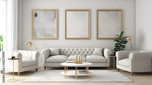 Minimalist Interior of modern interior desige 3D rendering, generative ai