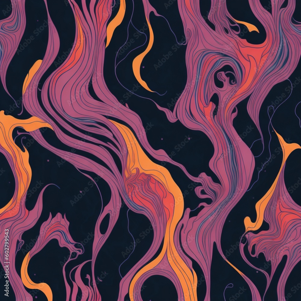 A seamless pattern with orange and purple swirls Generative AI A seamless pattern with orange and purple swirls Generative AI