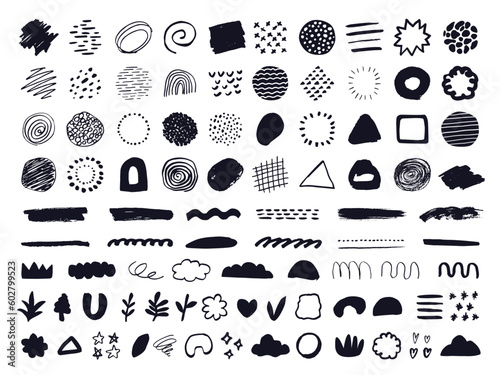 手書きのあしらいとテクスチャ／抽象的な形