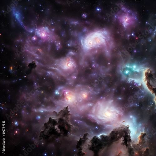 Colorful sky space star nebula clouds
