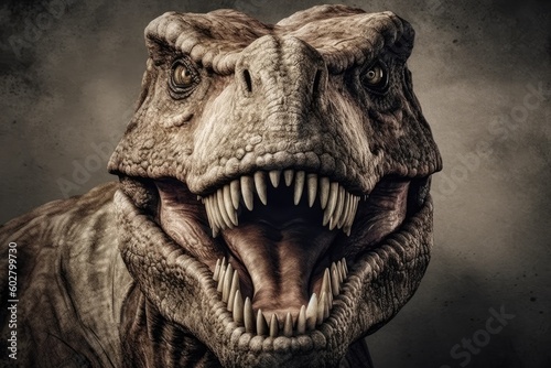 roaring dinosaur with open jaws Generative AI © 2rogan