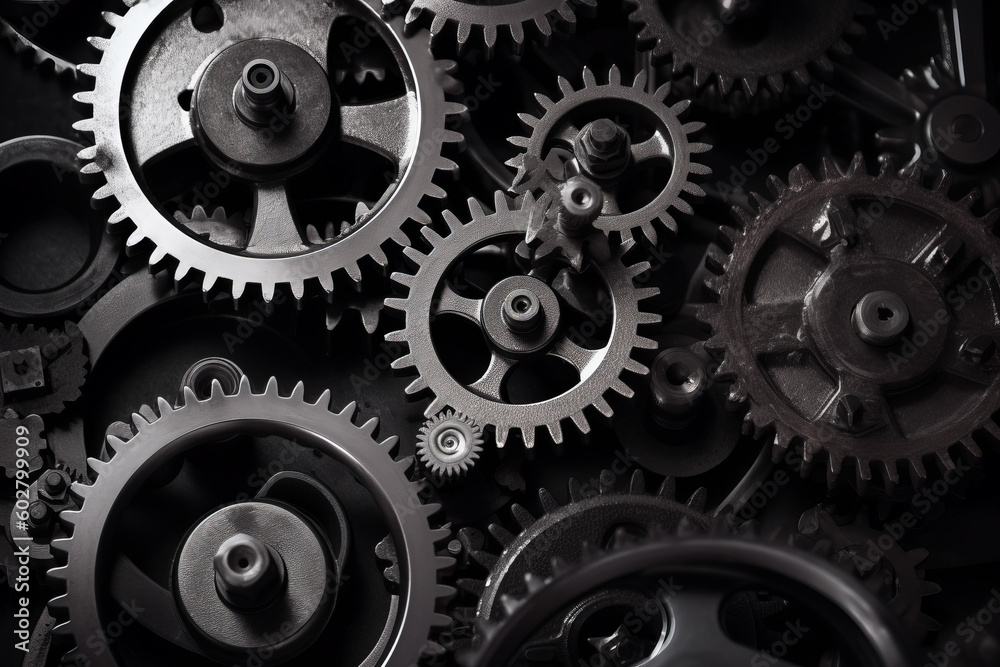 Photorealistic ai artwork of gears and cogs in a machine, device or watch mechanism. Generative ai. Photorealistic ai artwork of gears and cogs in a machine, device or watch mechanism. Generative ai.