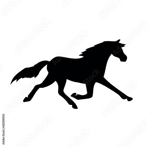 Vector hand drawn trotter horse silhouette isolated on white background