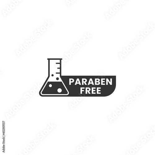 Parabens free label vector or paraben free mark vector isolated in flat style. Paraben free label for product packaging design element. Simple Parabens free mark isolated.