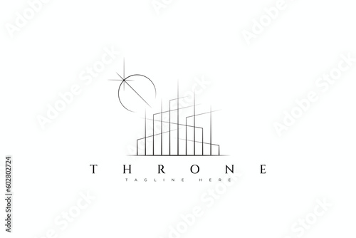 Throne Kingdom Logo Abstract  Eclipse Skyscraper Tower Geometric Illustration Sign Symbol.