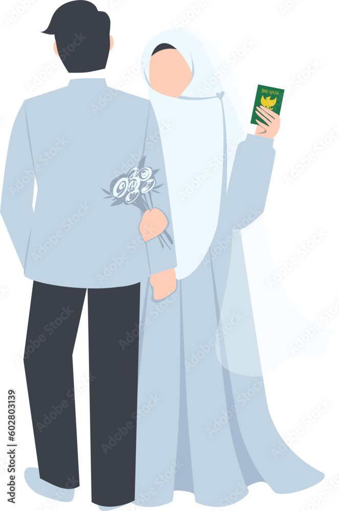 Muslim wedding couple, sweet couple, romantic husband and wife