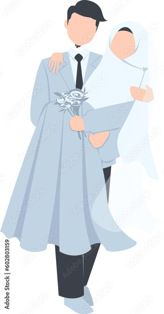Muslim wedding couple, sweet couple, romantic husband and wife Muslim wedding couple, sweet couple, romantic husband and wife