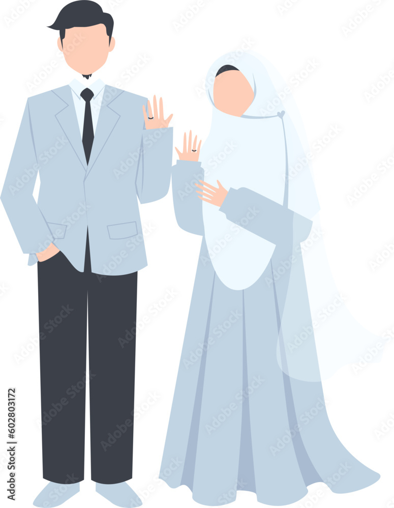 Muslim wedding couple, sweet couple, romantic husband and wife Muslim wedding couple, sweet couple, romantic husband and wife