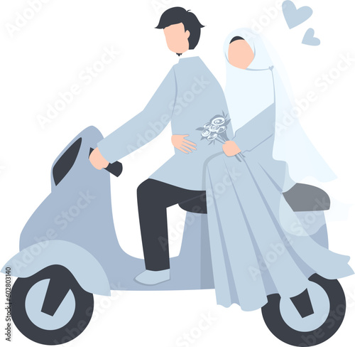 Muslim wedding couple, sweet couple, romantic husband and wife