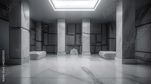 Abstract modern architecture background, empty open space interior. Generative ai illustration