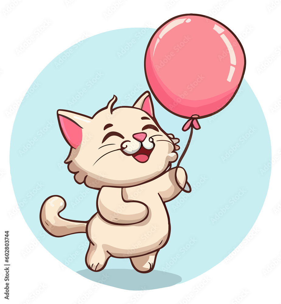 Fototapeta premium cute playful cat holding balloon