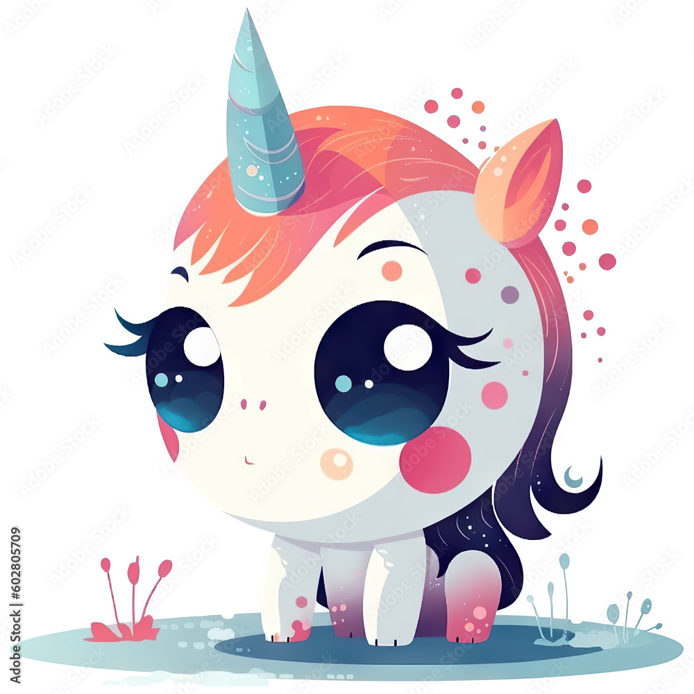 Fototapeta premium Digital art cute colorful unicorn. Generative AI