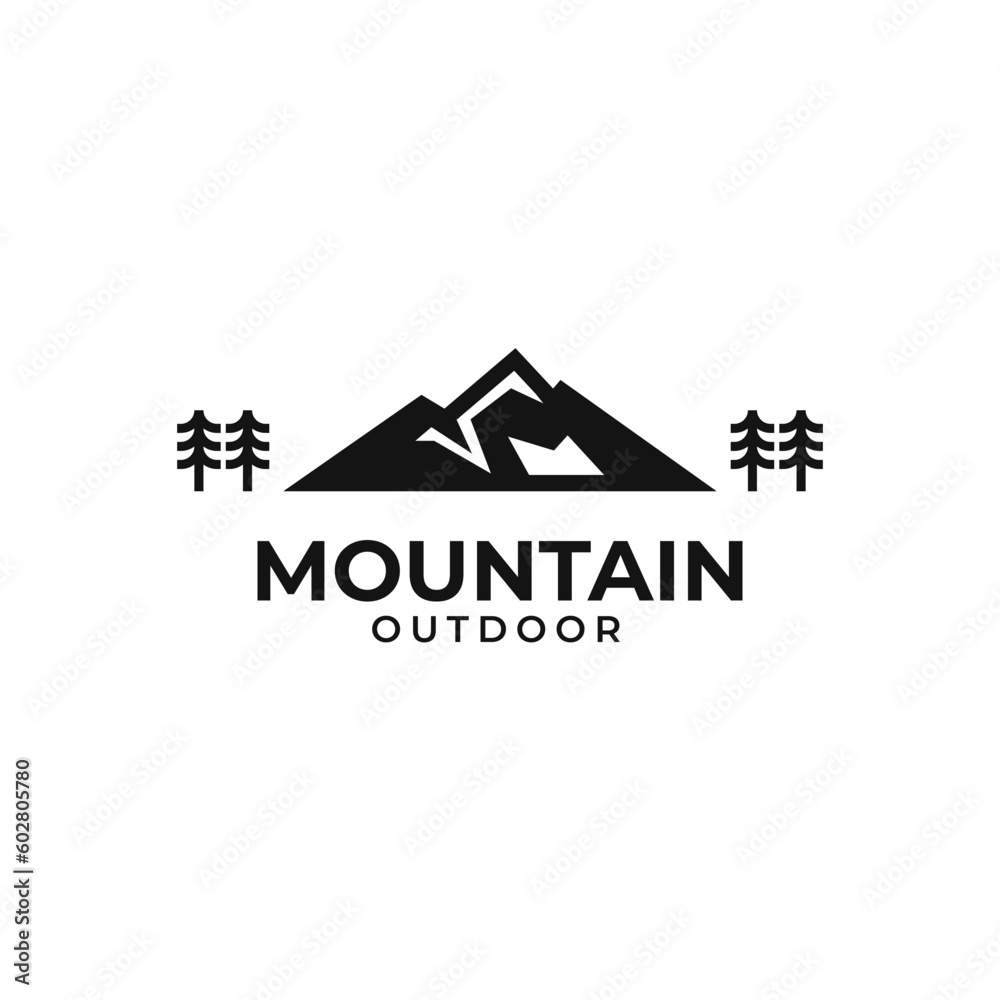 Creative mountain outdoor logo design vector illustration idea
