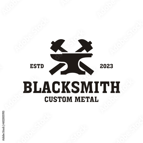 Creative vintage blacksmith logo design illustration idea