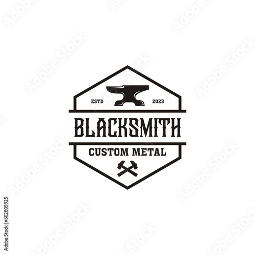 Creative vintage blacksmith logo design illustration idea