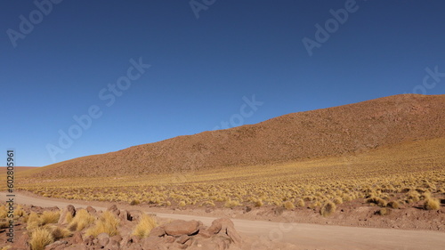 Duna rochosa no meio do deserto do Atacama no Chile.  photo