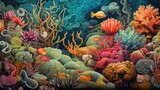 Knit background of underwater coral reef bursting with life including fish and coral

Made with the highest quality generative AI tools 