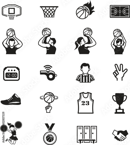 Basketball icons set