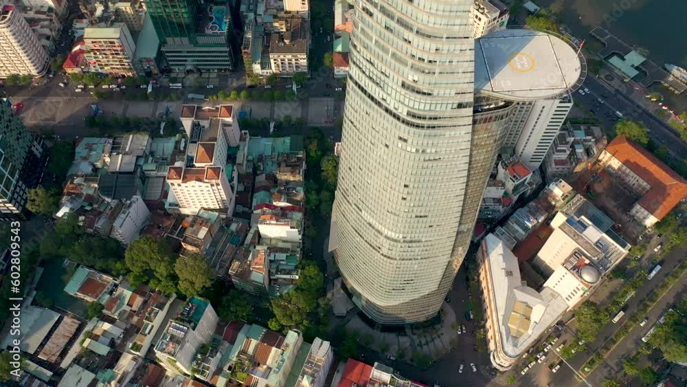 custom made wallpaper toronto digitalHo Chi Minh City, Vietnam - May, 2023: Aerial view of center of Saigon riverside at Ho Chi Minh City, Vientam in sunrise or sunset