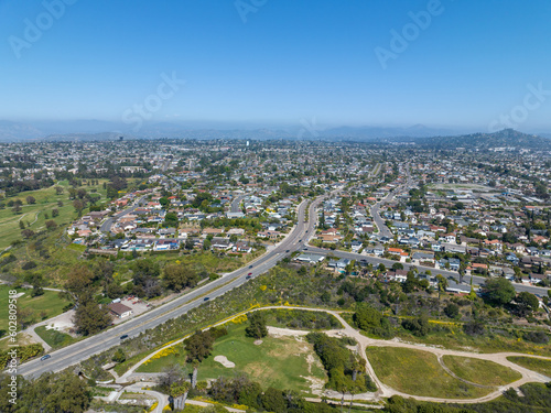 Konstfotografi Aerial view of house in La Mesa City in San Diego, California, USA