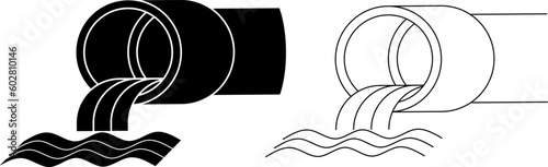 outline silhouette wastewater icon set isolated on white background