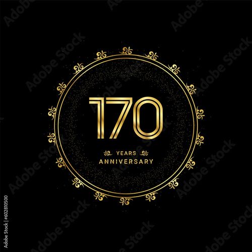170 years anniversary with a golden number in a classic floral design template