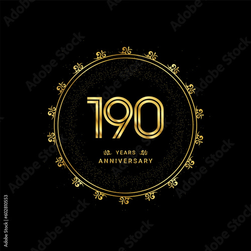190 years anniversary with a golden number in a classic floral design template