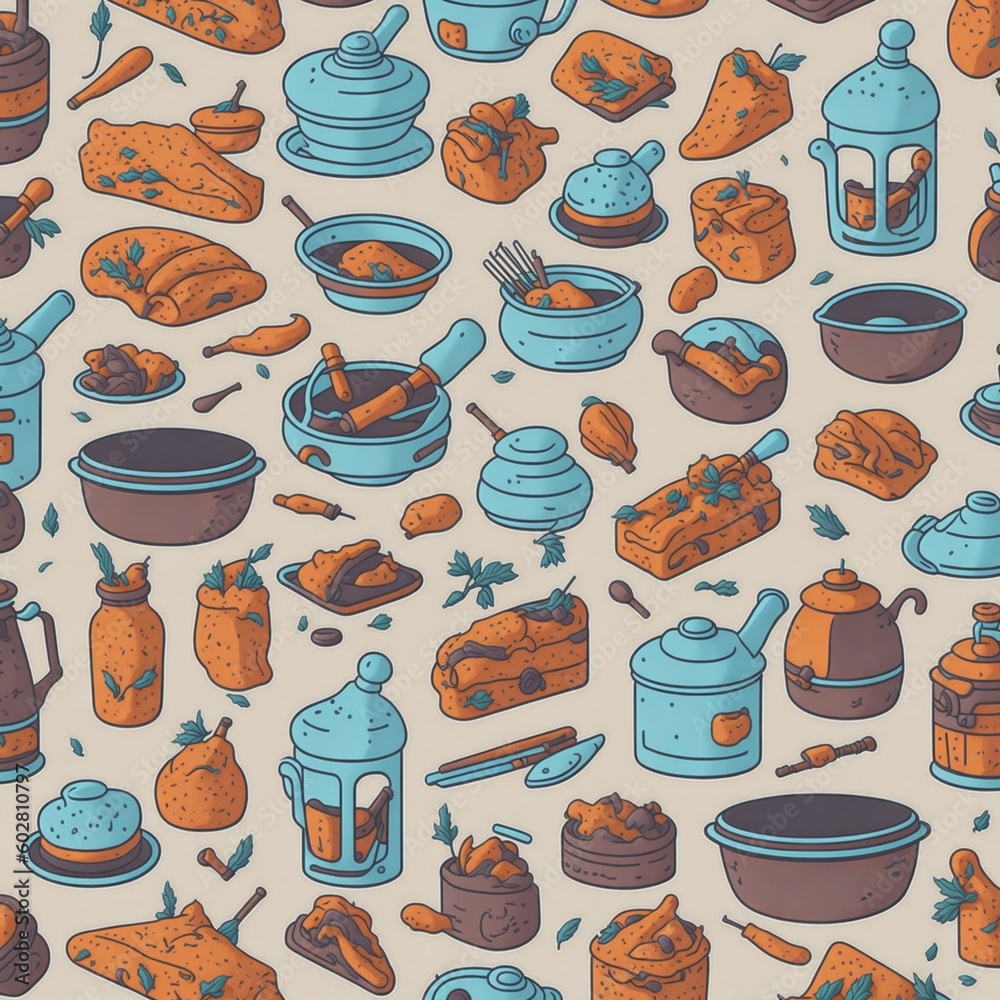seamless pattern with utensils,Generative IA
seamless pattern with utensils,Generative IA