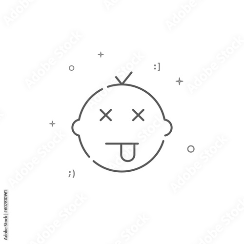 Dead kid simple vector line icon. Symbol, pictogram, sign isolated on white background. Editable stroke