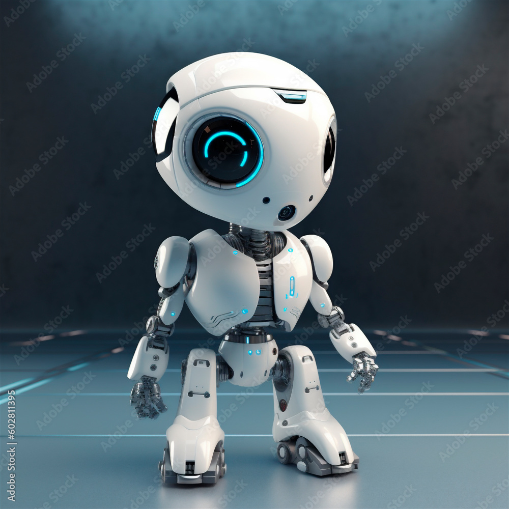 little cute robot funny virtual assistant bot isolated on white background. 3d icon. AI generated little cute robot funny virtual assistant bot isolated on white background. 3d icon. AI generated