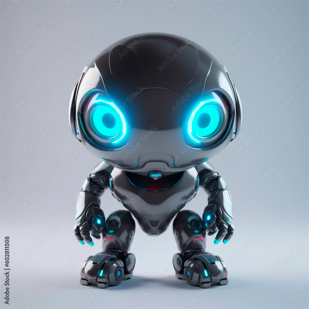 little cute robot funny virtual assistant bot isolated on white background. 3d icon. AI generated little cute robot funny virtual assistant bot isolated on white background. 3d icon. AI generated