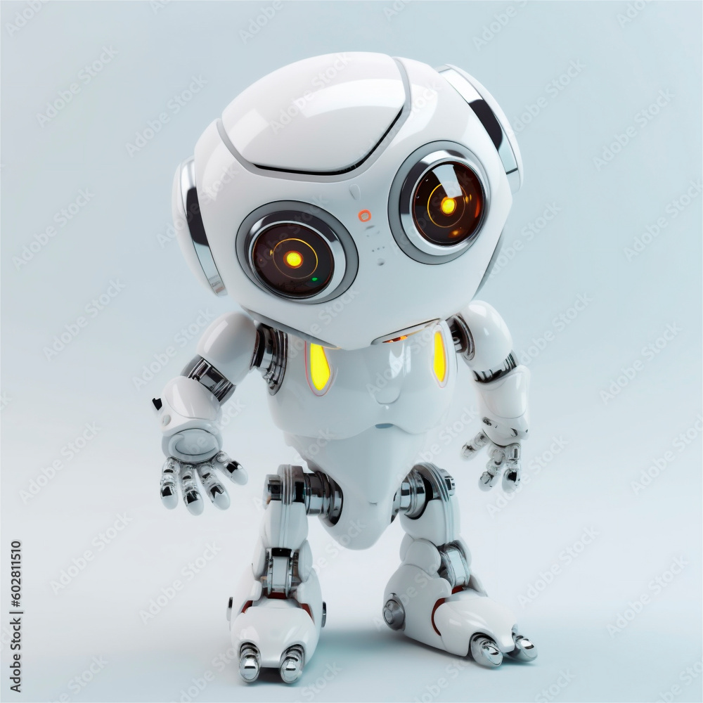 little cute robot funny virtual assistant bot isolated on white background. 3d icon. AI generated little cute robot funny virtual assistant bot isolated on white background. 3d icon. AI generated