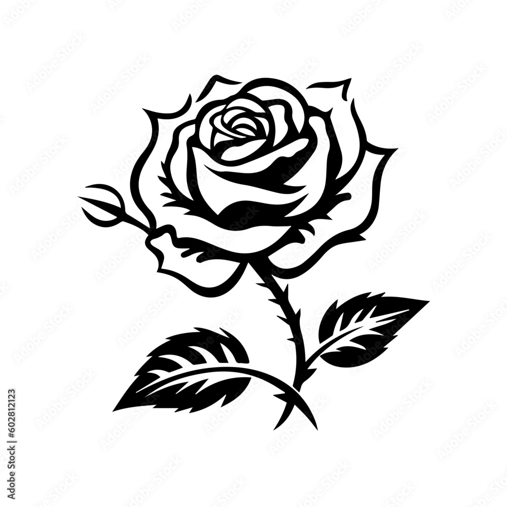 Black and White Rose Vector Illustration Black and White Rose Vector Illustration