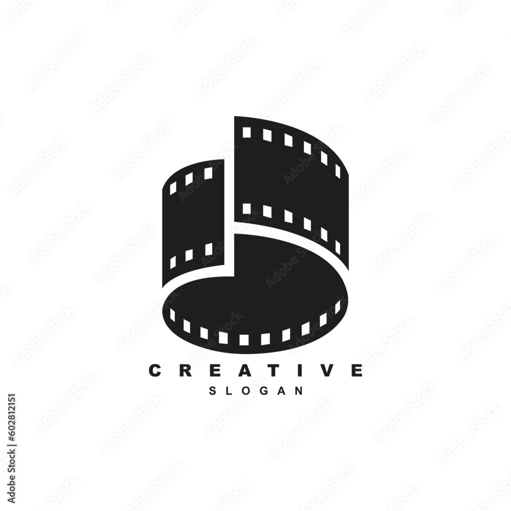 Abstract Cinema strip negative film logo design. Geometric cinema logo for your brand or business