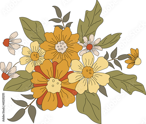 Design element with daisy flowers. Vector illustration. Flat style design element for poster, banner, party invitation, summer concept.