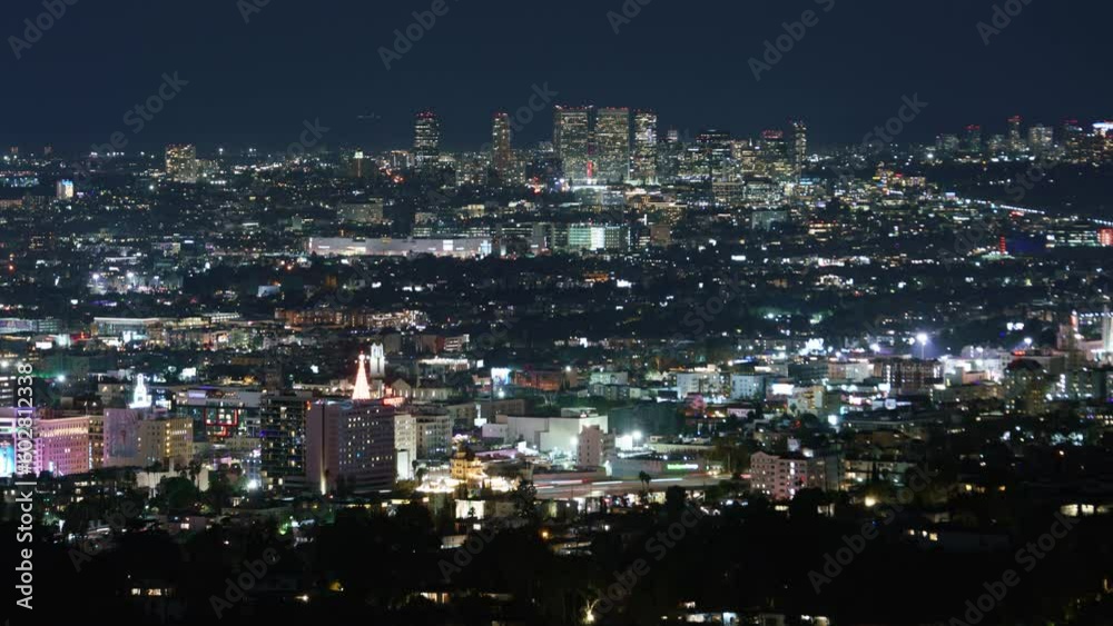 Hollywood Night Cityscape 150mm Telephoto from Time Lapse California USA Hollywood Night Cityscape 150mm Telephoto from Time Lapse California USA