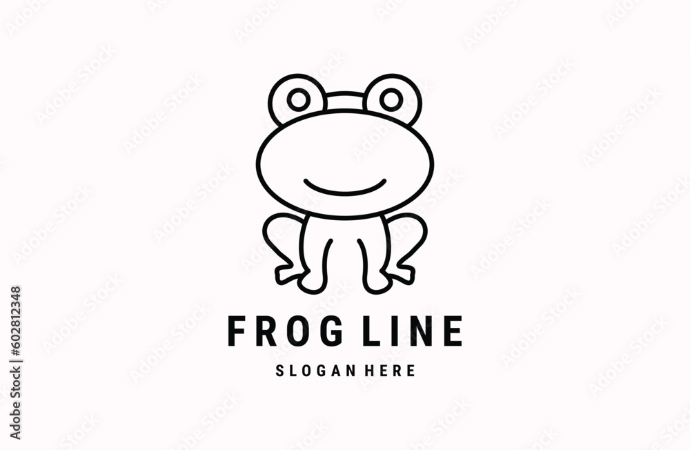 Frog Logo Design Vector animals line style .