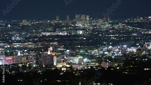 Wallpaper Mural Hollywood Night Cityscape 150ｍｍ Telephoto from Time Lapse California USA Torontodigital.ca