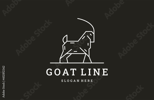 goat line concept logo design on black background