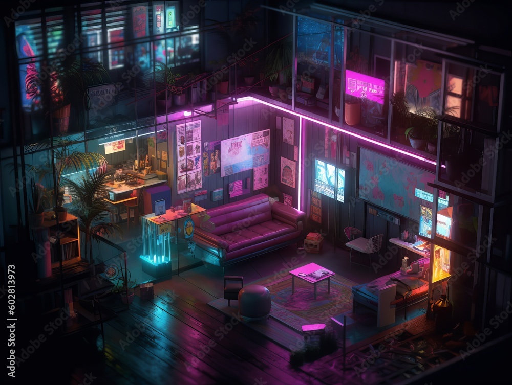 House interior in a isometric view. Generative ai House interior in a isometric view. Generative ai