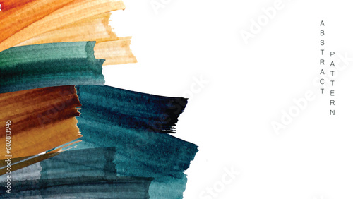 Abstract art brush stroke with colorful watercolor painting texture pattern vector. Nature art background with contemporary invitation banner template in modern style. 