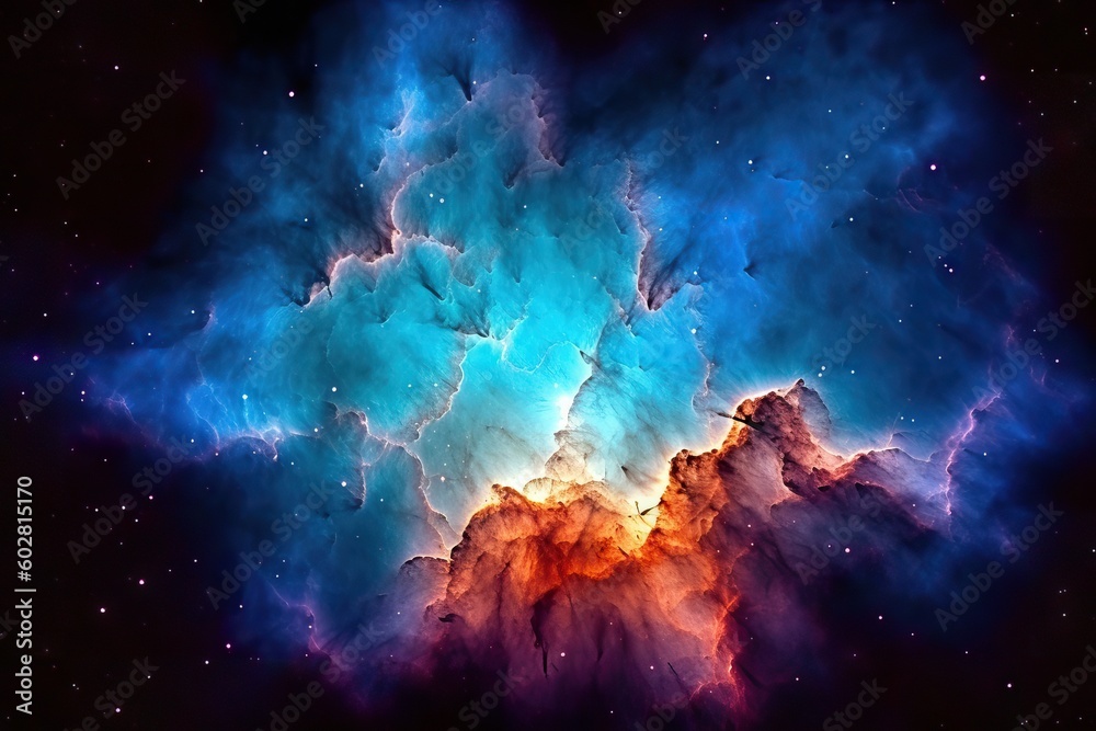 Blue nebula deep space background, space exploration future concept, other constelations view