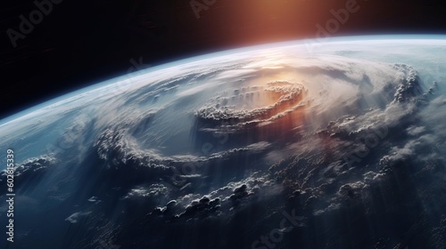 Planet earth from outter space, movie scene, end of the world like moment, hurricane from the satélites