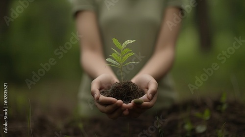 Person holding a healthy green plant in their hands, surrounded by natural light, recycle, save the planet, green world