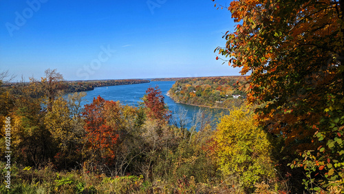 View of the Niagara river before it joins the Ontario Lake, Niagara Falls, ON, Canada