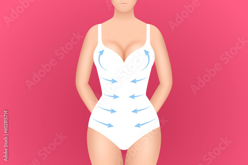 Woman wearing white shaping underwear, and arrows