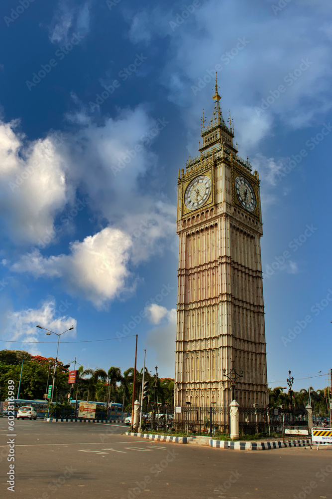 14th May, 2023, Kolkata, West Bengal, India: Replica of London tower decorate city Kolkata in the process of beautification with selective focus.