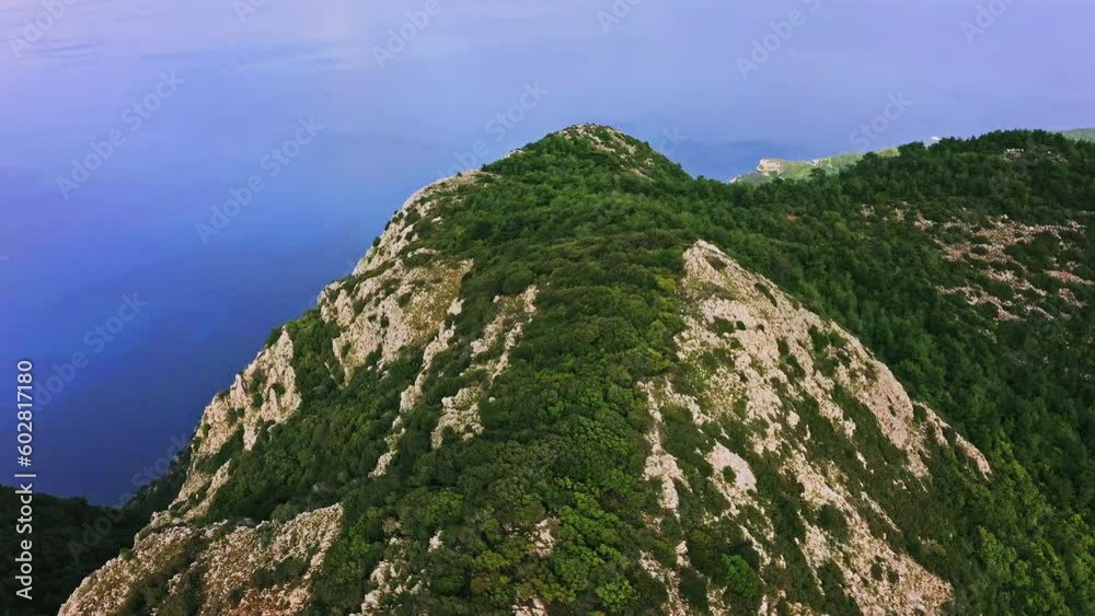 Aerial view of escarpments and valleys along Mediterranean coastline near Emecik mountain, Datça peninsula, Turkey Aerial view of escarpments and valleys along Mediterranean coastline near Emecik mountain, Datça peninsula, Turkey