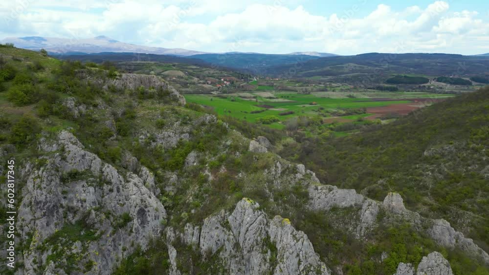Aerial drone video, flying over river Moravica in Sokobanja, between two hills, Popovica and Sokograd 4K 60fps Aerial drone video, flying over river Moravica in Sokobanja, between two hills, Popovica and Sokograd 4K 60fps